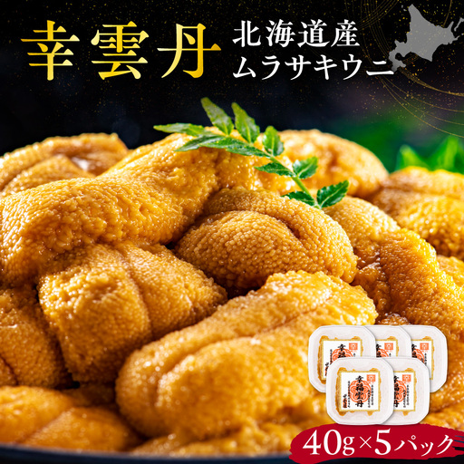 幸雲丹40g(ムラサキ 北海道産)5pc 北海道産 ムラサキウニ 無添加 ミョウバン不使用 熨斗対応