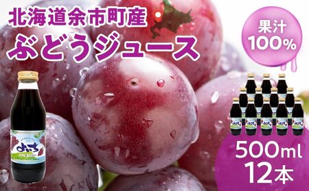 ぶどうジュース500ml×12本セット　ストレート　北海道産_Y018-0035