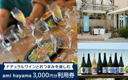 ナチュラルワインとおつまみを楽しむ利用券 3,000円分[ami hayama][ASBI003]