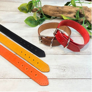 選べるサイズのイタリア本革犬首輪 (25mm幅) 小型/中型/大型 犬用首輪 犬 首輪 本革 SSサイズ黄色