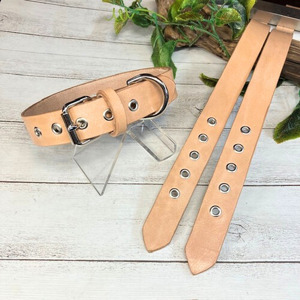 [高級ベンズ革使用]大きいサイズの本革犬用首輪 (25mm幅) 中型/大型/超大型 [ヌメ] 牛革 ヌメ革 ベンズ 犬用首輪 猫用首輪 犬 猫 首輪 2XLサイズ