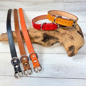 選べるサイズの 本革 犬 ・ 猫用 首輪 (15mm幅) 小型 / 中型 / 大型 [イタリア革ブッテーロ] ブッテーロ サイズ:SS カラー:橙