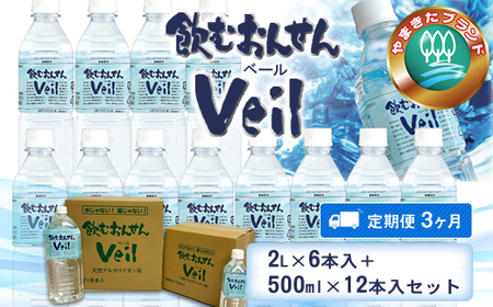 [定期便3ヶ月]飲むおんせんベール2L×6本入+500ml×12本入セット[ 温泉水 温泉純度100% 保存水 神奈川県 山北町 ]