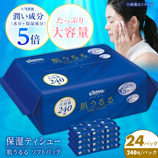 ローションティッシュ クリネックス 肌うるる ソフトパック 240組(480枚)×24パック 【日本製紙クレシア株式会社】 開成町[BDAM059-2]