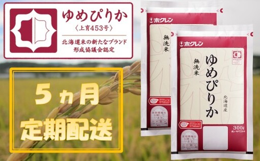 （無洗米６００ｇ）【５ヶ月定期配送】ホクレンゆめぴりか