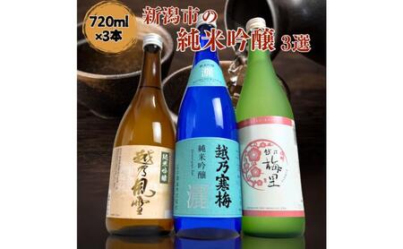 日本酒 飲み比べセット 越後銘門酒会 新潟市の純米吟醸 飲み比べ 720ml×3本 (越乃寒梅 純米吟醸灑 越乃風雪 純米吟醸 越乃梅里 純米吟醸)N723B 新潟 セット 高級 辛口 ギフト 正月 年越し