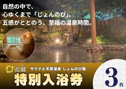じょんのび館入浴券3枚 新潟市 人気温泉 温泉 サウナ 天然温泉 露天風呂 大浴場 ジャグジー