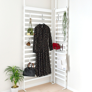 簡単つっぱりラダーラック 幅75cm(ホワイト)| 2380WH 足立製作所 ウォールラック 壁面収納 省スペース 有効活用 つっぱり 引っ掛け整理整頓 子供部屋 お片付けラック 新潟