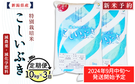 75-6K103【3ヶ月連続お届け】新潟県長岡産特別栽培米こしいぶき10kg（5kg×2袋）