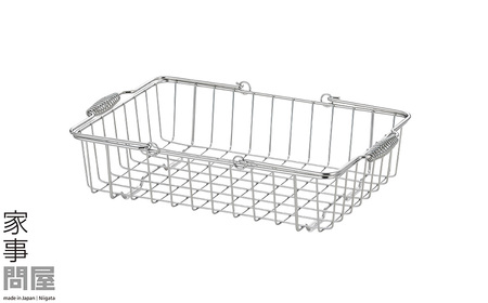 [家事問屋] 取って付きバスケット 小 ハンドル付 タオル収納 ステンレス製 キッチン用品 ランドリー用品 燕三条製 下村企販 新生活 