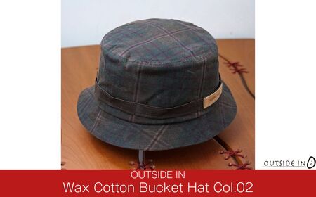 Wax Cotton Bucket Hat Col.02 Brown Plaid(ブラウンチェック)帽子 キャップ バケットハット フリーサイズ キャンプ用品 アウトドア用品 [OUTSIDE IN]