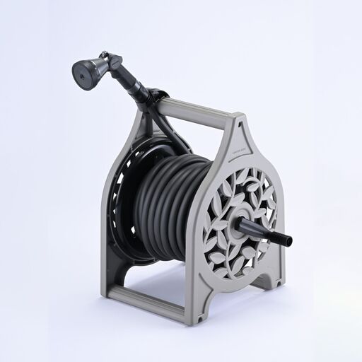 アルミ鋳物ホースリール Gフローラ25m サンドグレー グリーンライフ