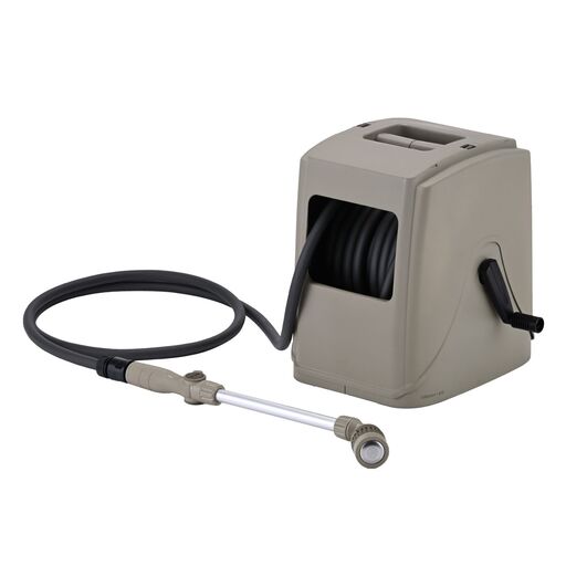 園芸ホースリール Gアクアカバー 20m カバー付き サンドグレー グリーンライフ