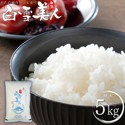 令和7年産米 特別栽培米 下田産コシヒカリ「白雪美人」 精米 5kg 新潟県 こしひかり 三条産 新潟県産【011S096】