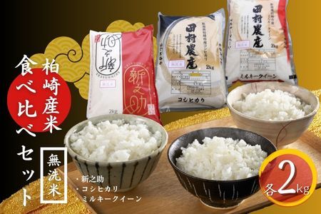 [B357]田村農産のコシヒカリ・新之助・ミルキークイーン食べ比べセット（各2㎏）無洗米