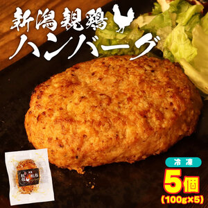 親鶏 ハンバーグ 5個 500g 100g × 5 パック 鶏肉 鶏 チキン タンパク つくね 肉 とり 精肉 ブランド おかず おつまみ 冷凍 小分け 簡単調理 郷土食 新潟親 新潟産 新発田産 マルコ岩村 新潟県 新発田市 maruco003