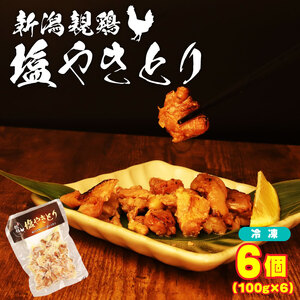 親鶏 塩やきとり 6パック 600g 100g × 6 鶏肉 鶏 チキン タンパク やきとり 焼き鳥 塩 肉 とり 精肉 ブランド おかず 冷凍 小分け 簡単調理 味付き モモ おつまみ 郷土食 新潟親 新潟産 新発田産 マルコ岩村 新潟県 新発田市 maruco004