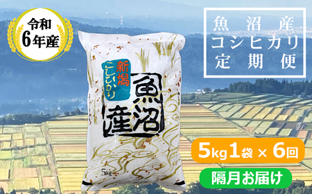 KY87P410 [共栄農工社] 令和6年産 魚沼産コシヒカリ 定期便5kg×6回/隔月お届け 白米 魚沼 米 定期便