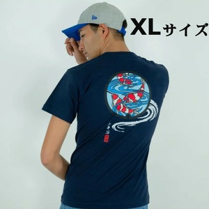 14P130-4 小千谷市 マンホールTシャツ 紺(ネイビー) 錦鯉[XLサイズ]紅白 新潟県小千谷市