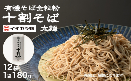 有機そば全粒粉100％使用 グルテンフリー太麺 有機そば 十割 180g×12個セット イチカラ畑 【0021-0011-01】