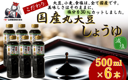 低塩国産丸大豆しょうゆ 500ml×6本セット 山崎醸造