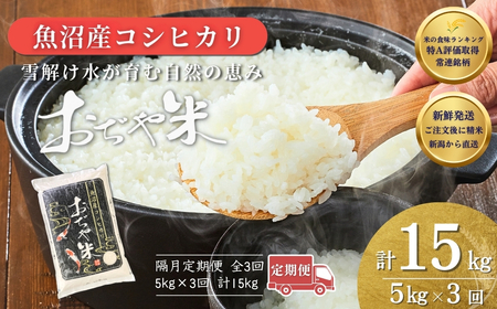 [令和7年産]新潟産コシヒカリ「おぢや米」 定期便 15kg(5kg×3回)