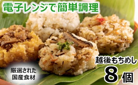 11P20 新潟県産もち米使用「越後もちめし8個」(七目2個、和牛ごぼう2個、焼豚2個、ちりめん山椒2個)