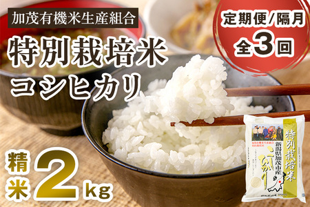 [令和7年産新米先行予約][定期便3回隔月お届け]新潟県加茂市産 特別栽培米コシヒカリ 精米2kg [10月中旬から順次出荷] 白米 従来品種コシヒカリ