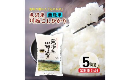 [先行予約][定期便/3ヶ月]無洗米 魚沼産川西こしひかり5kg 令和7年度米[令和7年10月下旬〜発送予定]