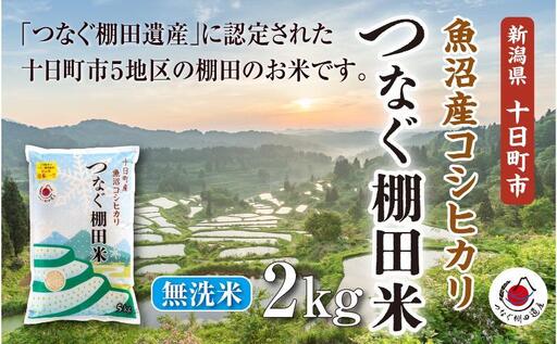 【令和8年産 先行予約】無洗米2kg　新潟県十日町市魚沼産コシヒカリ「つなぐ棚田米」 米 こしひかり 無洗米 十日町市
