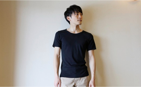 《絹生活研究所》インナー／メンズ／半袖／黒（2サイズ） インナーウェア 下着 肌着 Tシャツ ファッション 服 男性  Mサイズ