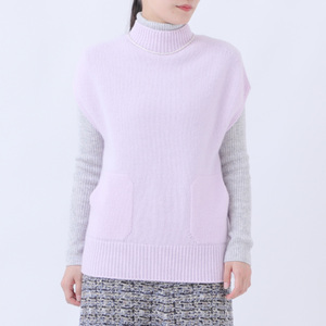 RU2311-04 ルーエンローズ カシミヤ ビルドネックジレ(ラベンダーピンク)