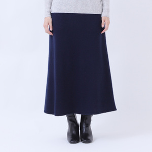 RU2311-05 ルーエンローズ カシミヤ Aラインスカート(ネイビー Lサイズ)