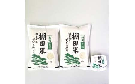 【令和7年産米】【4ヶ月定期便】新潟県村上市岩船産 棚田米コシヒカリ 4kg（2kg×2袋）+パックごはん(150g×1個) ×4ヶ月 1067143