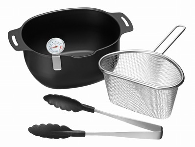 燕三 IH対応 鉄楕円型揚げ鍋 20cm × 17cm 4点セット