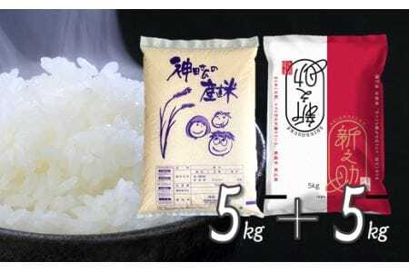 [令和6年度産新米]「わくわく農場」のお米食べ比べセット 精米 10kg(コシヒカリ5kg×1袋と新之助5kg×1袋) [10月下旬以降順次発送]わくわく農場