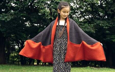 接結カラフルストール CLEMATIS 折り返しポケット レッド