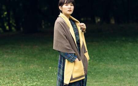 接結カラフルストール CLEMATIS 折り返しポケット イエロー