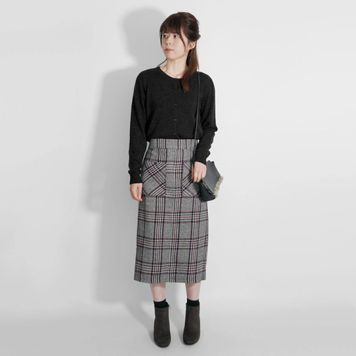 [先行予約]カシミヤニット クルーネック カーディガン ( ブラック・L ) レディース