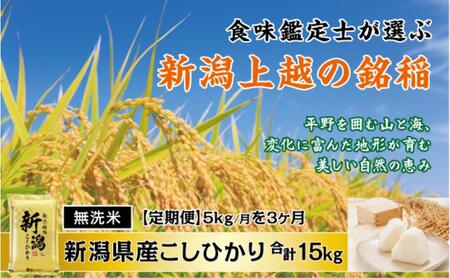 食味鑑定士厳選 無洗米 5kg 3か月定期便 新潟県上越市産コシヒカリ