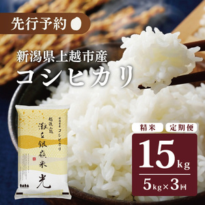 令和7年産 先行予約 新潟県上越市名立区産 コシヒカリ 棚田米 「灘立銀嶺米 光」 5kg 3か月定期便 上越市 精米 米 コメ ブランド米