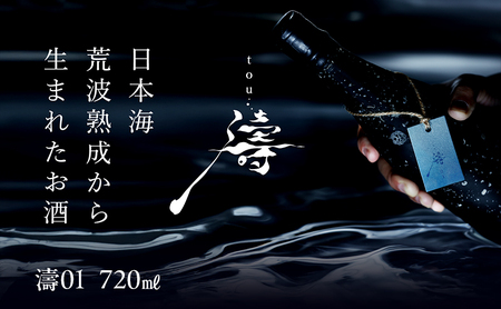 【限定醸造】日本海の荒波が育んだ 海底熟成日本酒「濤〈TOU〉 01」（720ml）お酒 16度 希少品 限定 新潟 上越 ギフト 贈答 化粧箱入り 送料無料 シリアルあり 【チタン製おちょこ付】