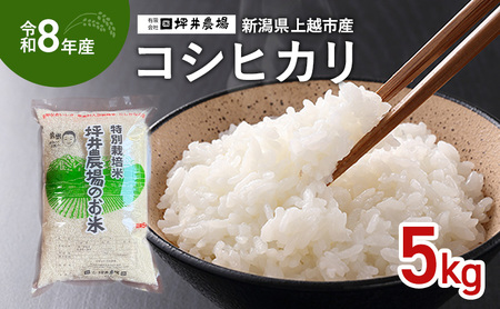 先行予約 令和8年産 新潟県 上越市産 特別栽培米 窒素封入 コシヒカリ 5kg 上越市 坪井農場