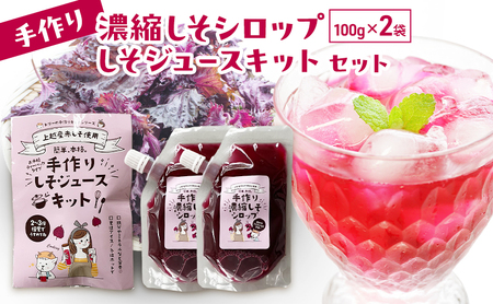 手作り濃縮しそシロップ100g×2袋とジュースキットセット 紫蘇 紫蘇ジュース しそジュース 上越市