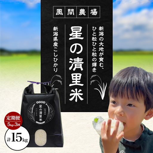 先行予約[定期便 | 5kg×3回 |計15kg] 令和8年 新潟県上越市産 従来コシヒカリ 精米済5kg×3回 こしひかり お米 米 精米 送料無料