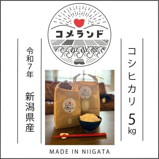 [令和8年5月下旬発送]令和7年産 新潟県上越市産 コシヒカリ 5kg 5キロ 精米 新潟県上越市板倉区 コメランド こしひかり