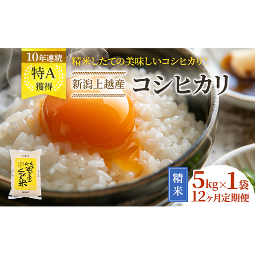 【精米したて！】 令和8年産 新潟県上越市産 コシヒカリ 定期便 5kg×12回 60kg 新米 先行予約 蛍の里