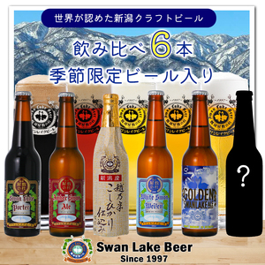 ビール スワンレイクビール 世界一金賞受賞入り&季節限定ビール入り飲み比べ6本セット 阿賀野市 新潟県 阿賀野 クラフト 飲み比べ クラフトビール お酒 1S19014