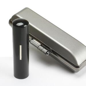 [実印や銀行印に使用可能]黒水牛と男性用メンズケースの印鑑1本セット 高級丹入り黒水牛使用 3M03045