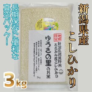 【令和7年産】阿賀野市 ささかみ産 こしひかり 「ゆうきの里のお米」真空パック 3kg 新潟コンバイン 白米 精米 新潟県 コシヒカリ コシ 米 お米 ごはん ご飯 長期保存 保存食 3P05010